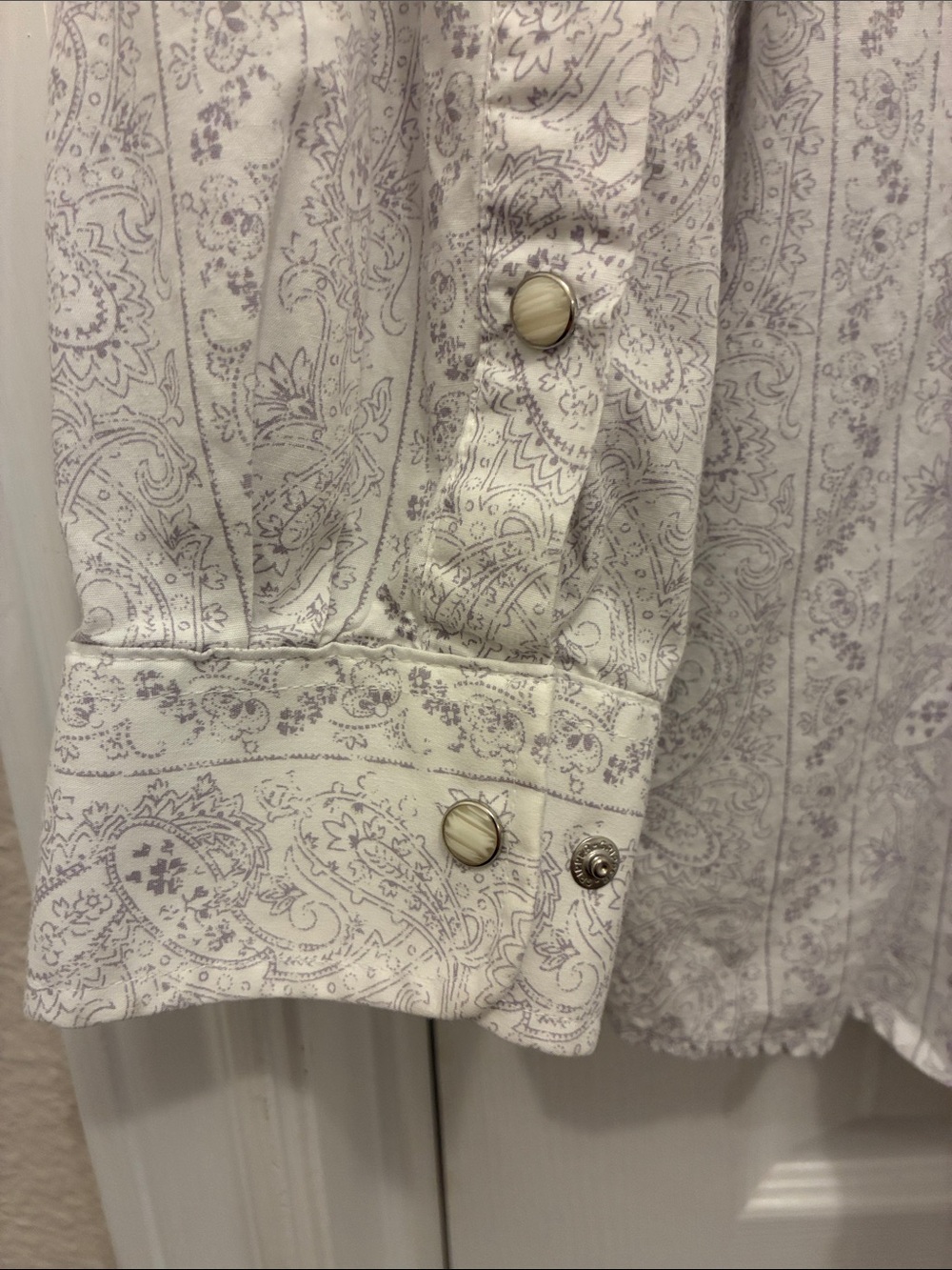 Panhandle Men's Cream Paisley Pearl Snap Western Shirt - Picture 6 of 7